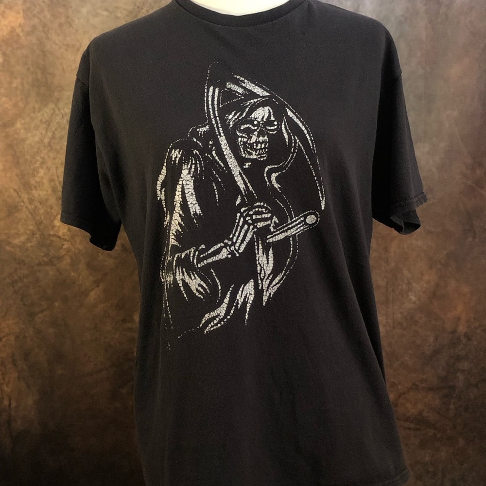 Delta Black Men's T-Shirt with Grim Reaper Design